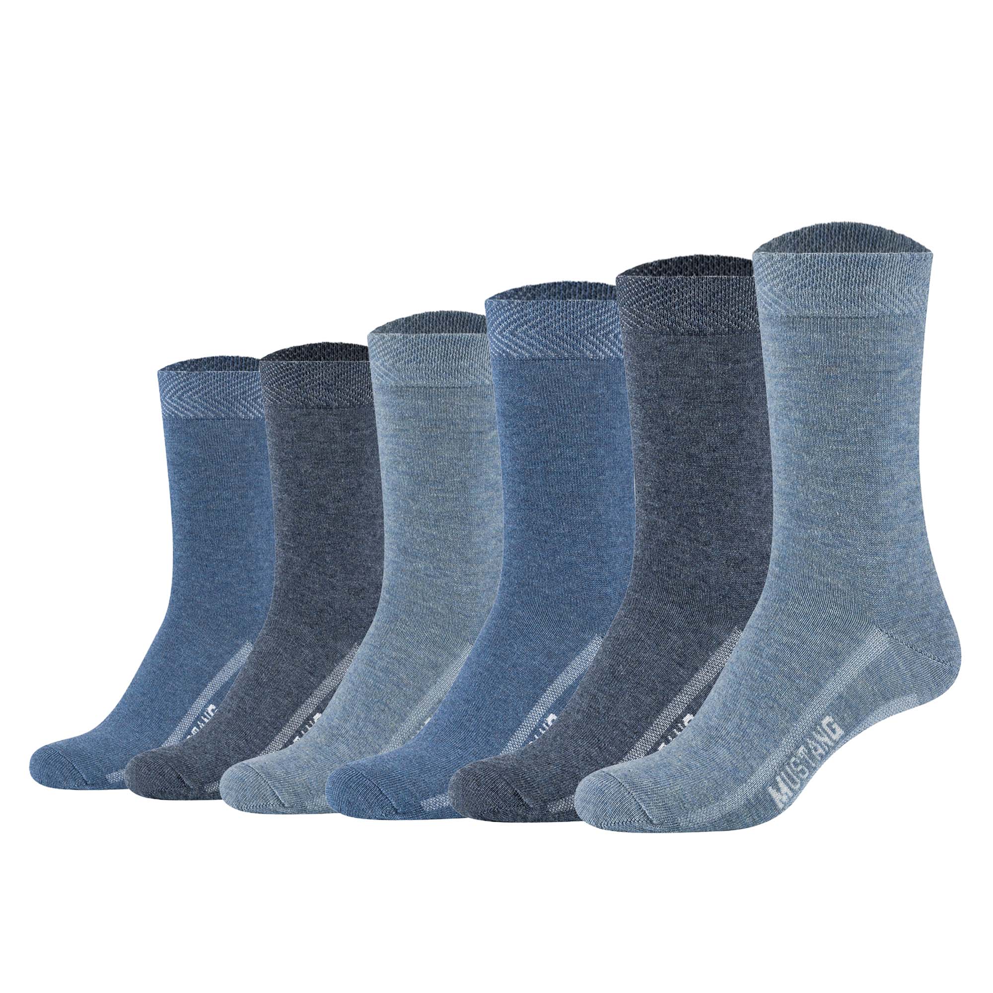 Mustang Women's Socks, 6-Pack - Casual Organic Cotton Socks, Crew Socks, Plain