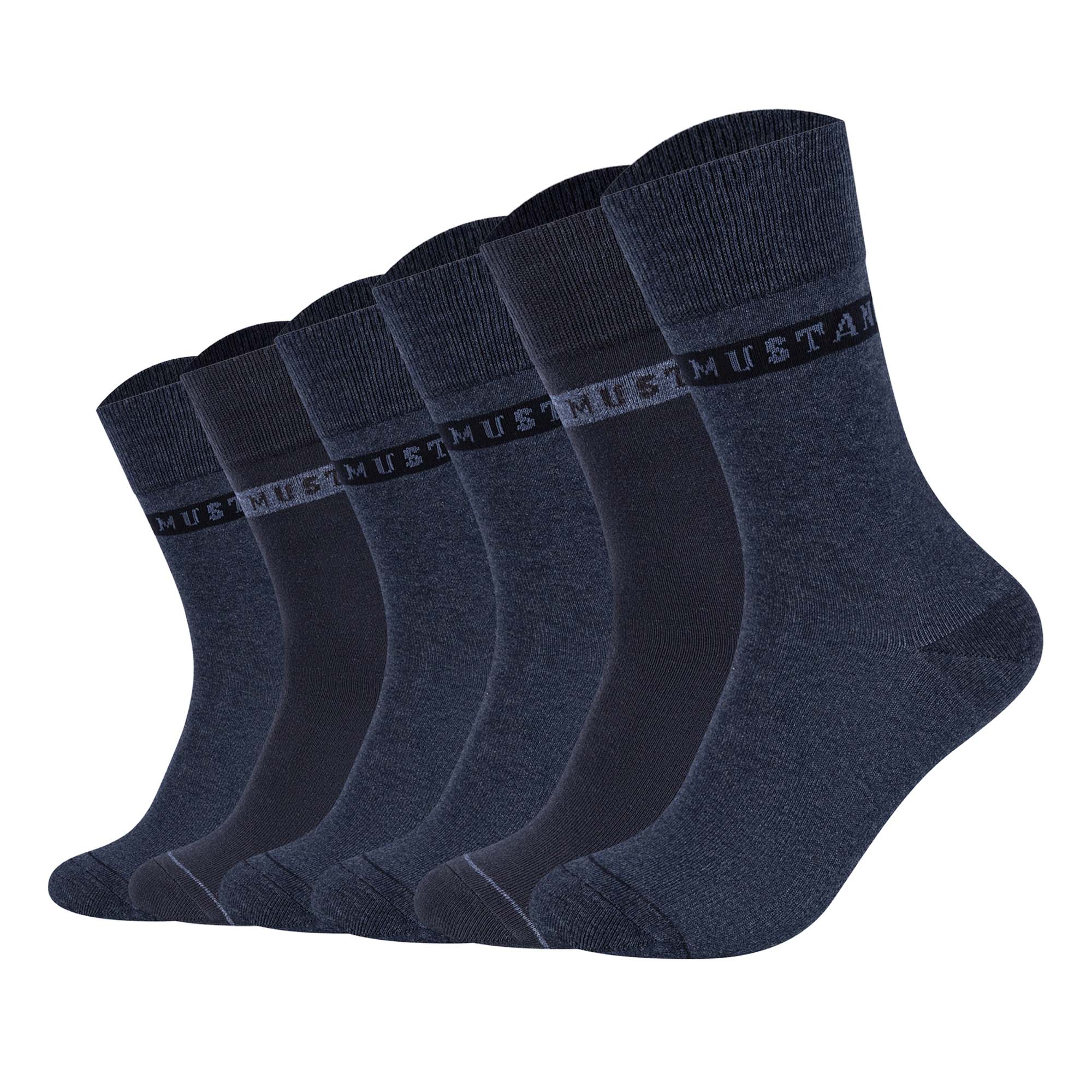 Mustang Herren Socken, 6er Pack - Casual Organic Cotton Socks, Crew Socken, uni