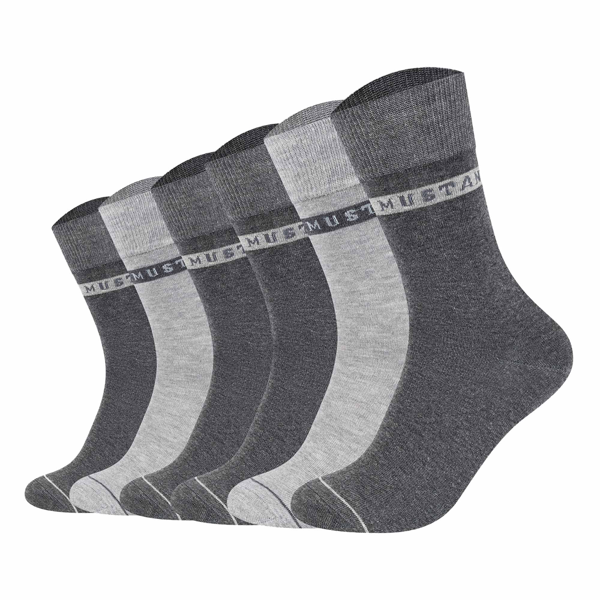 Mustang Herren Socken, 6er Pack - Casual Organic Cotton Socks, Crew Socken, uni