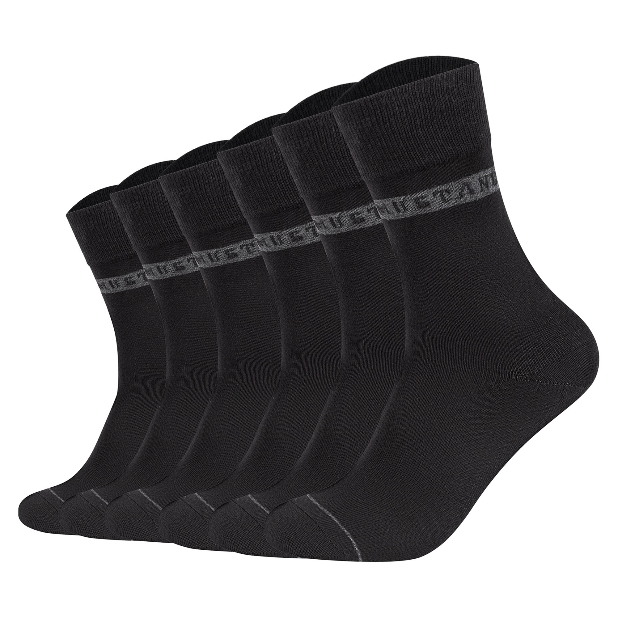 Mustang men's socks, pack of 6 – casual organic cotton socks, crew socks, plain