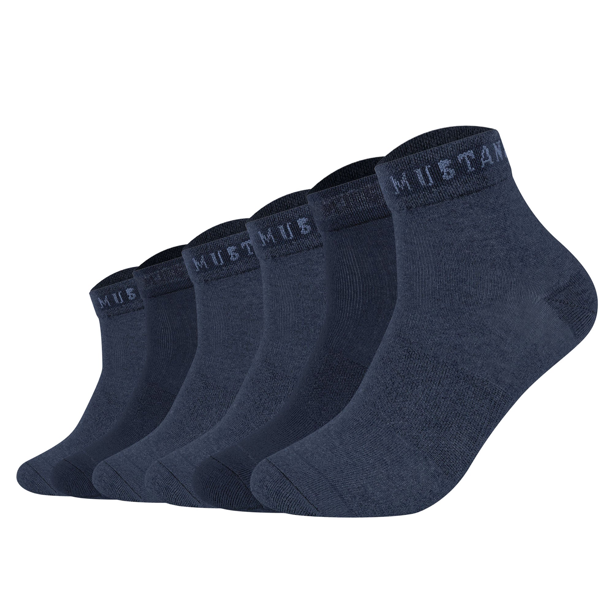 Mustang Men's Quarter Socks, 6-Pack - Casual Organic Cotton Quarter, Plain