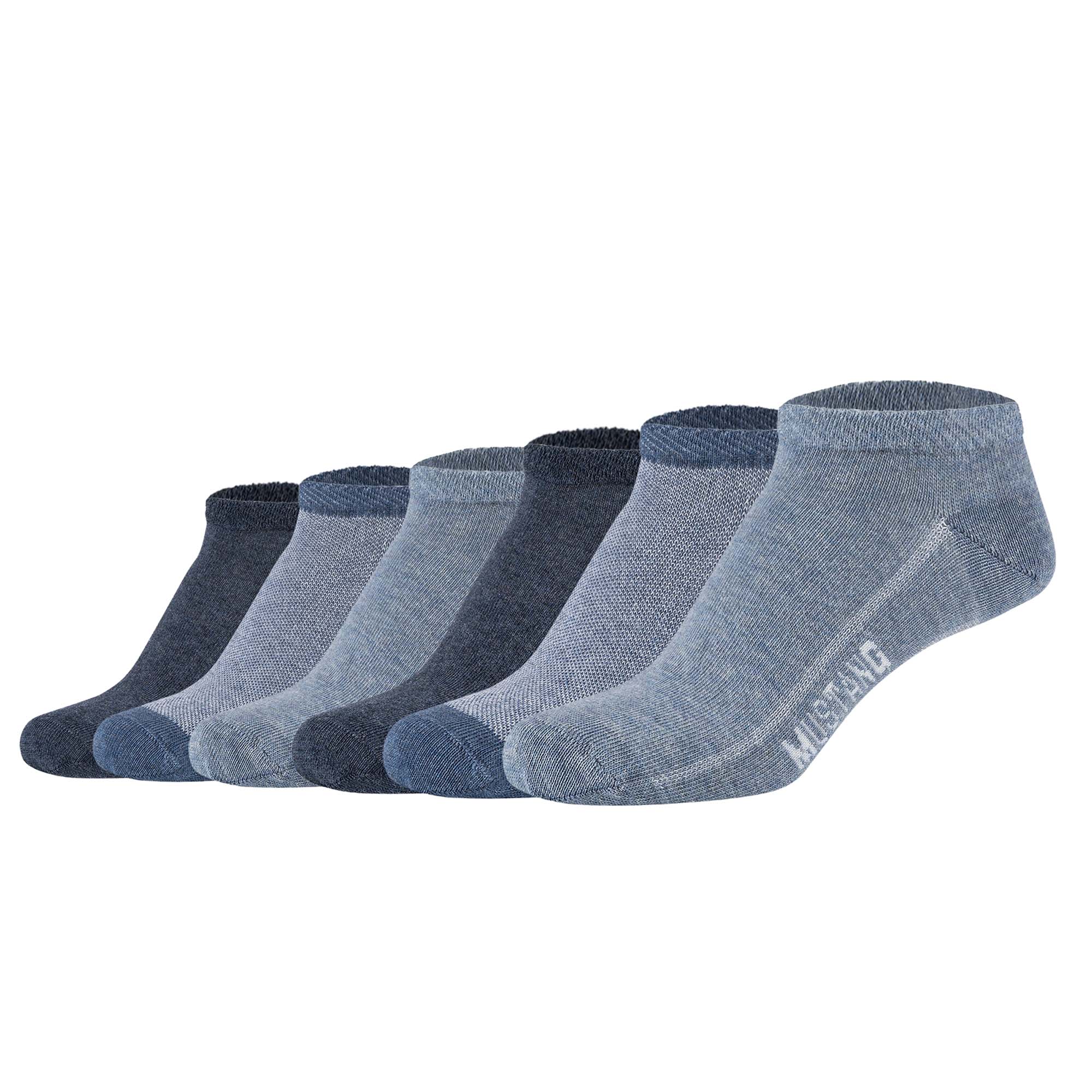 Mustang Damen Sneakersocken, 6er Pack - Casual Organic Cotton Sneaker, uni