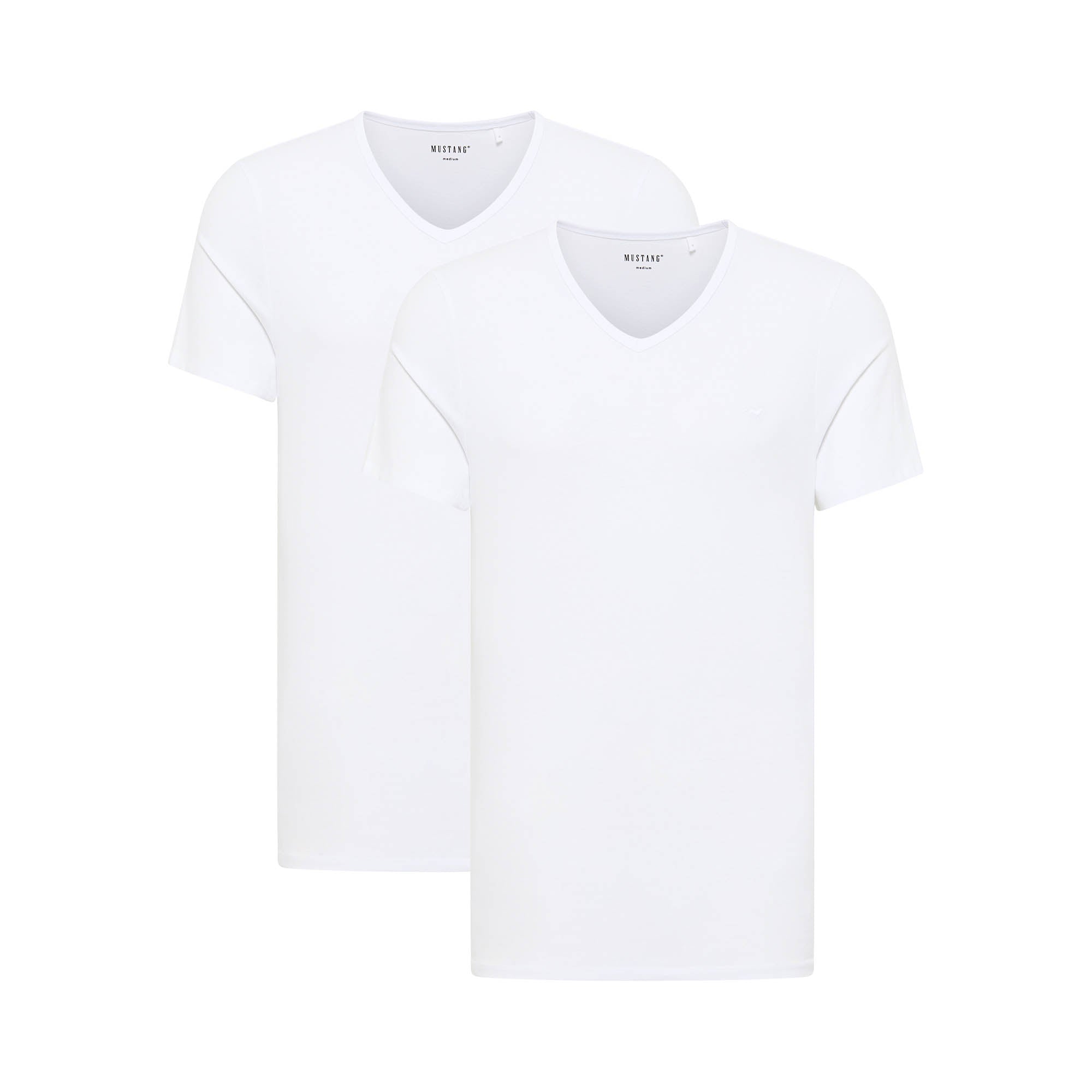 MUSTANG Men’s T-Shirts, 2-Pack - Amado, Organic Cotton, Single Jersey, V-Neck