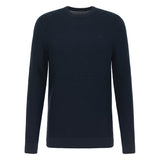 MUSTANG Men's Knitted Sweater - Elliot, Flat Knit, Cotton, Crew Neck, Solid Color