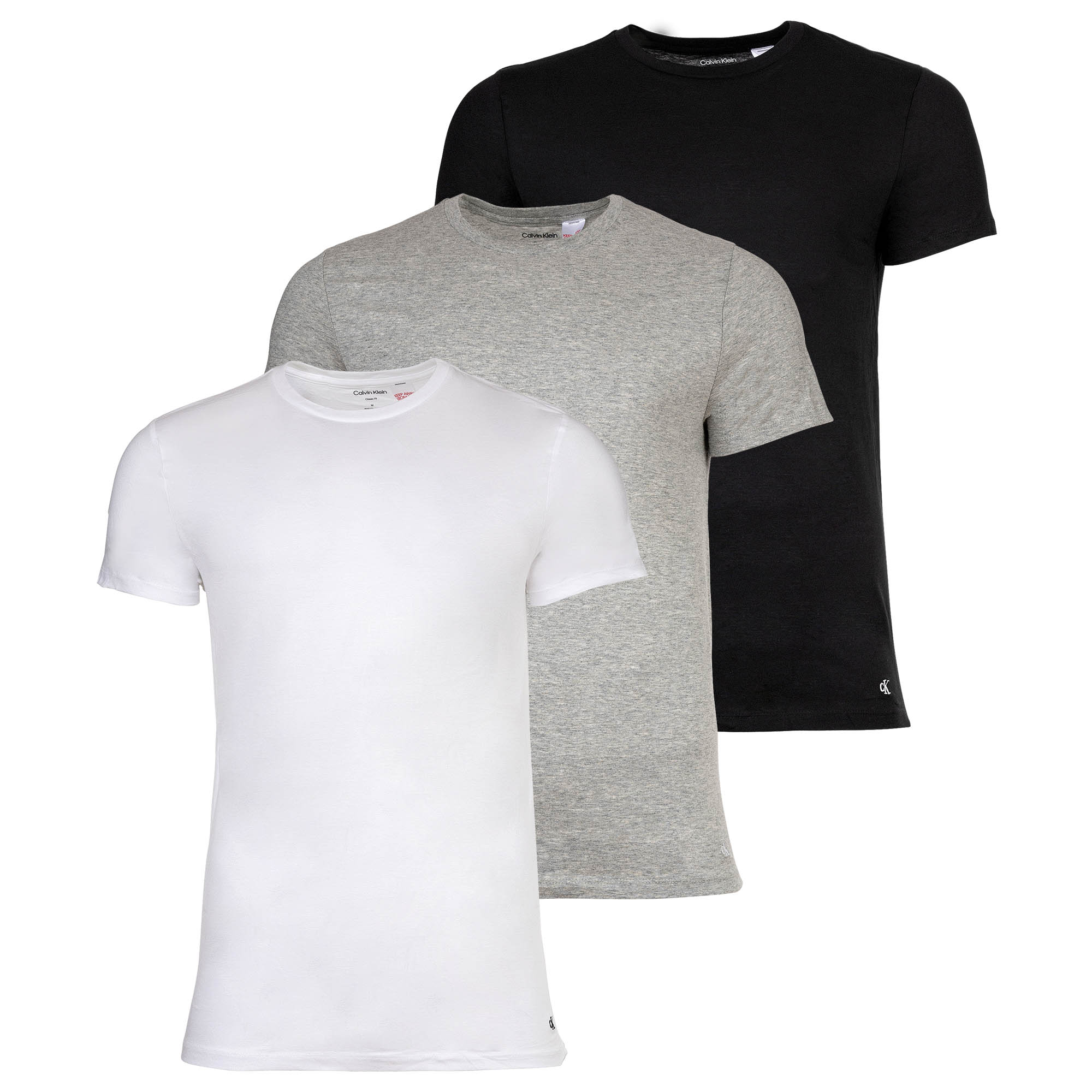 Calvin Klein Herren T-Shirt, 3er Pack - Icon Stretch, Rundhals, Baumwolle