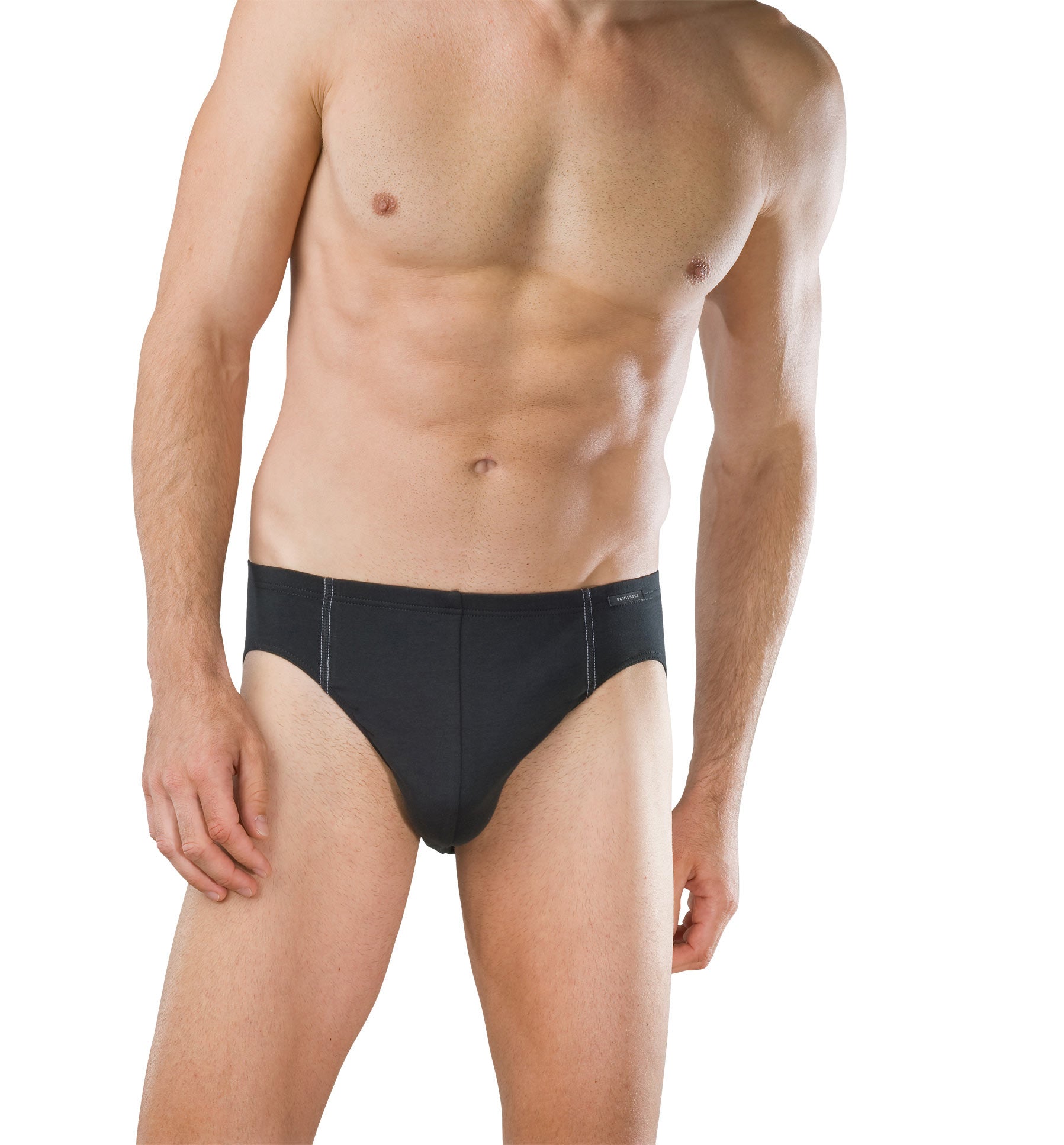 Schiesser Herren Slip  Essential Slips 3er Pack Unifarben - Schwarz