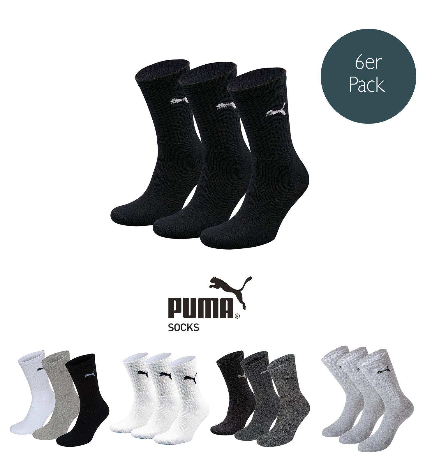 Puma socks tennis socks sport women, men 6 pack sizes 39-46 - color selection
