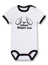 Sanetta Baby Body Short sleeve romper with print "So sehen Sieger aus" - White