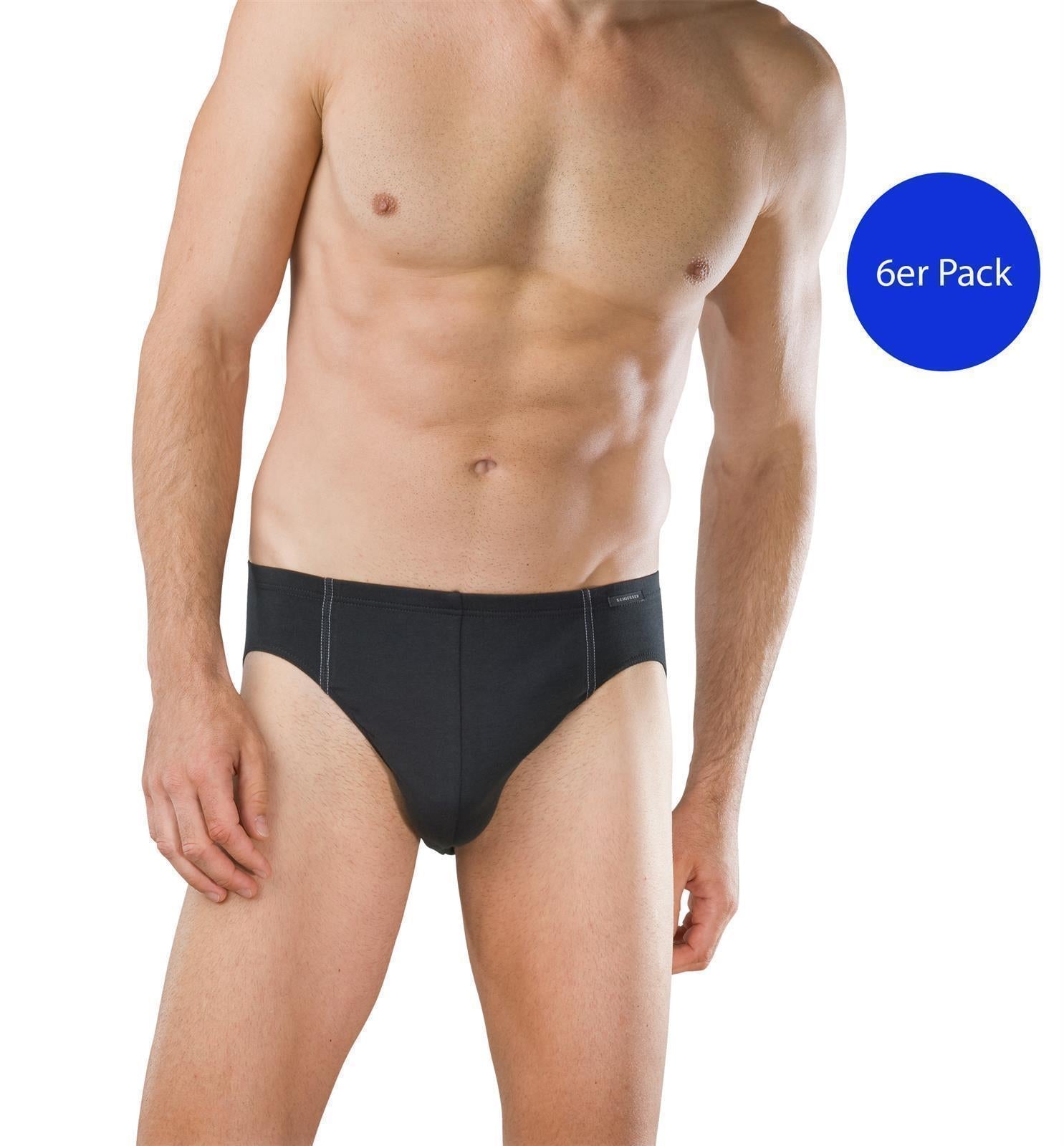 6 Schiesser Herren Slips Supermini Men Brief Basic Slip - Schwarz