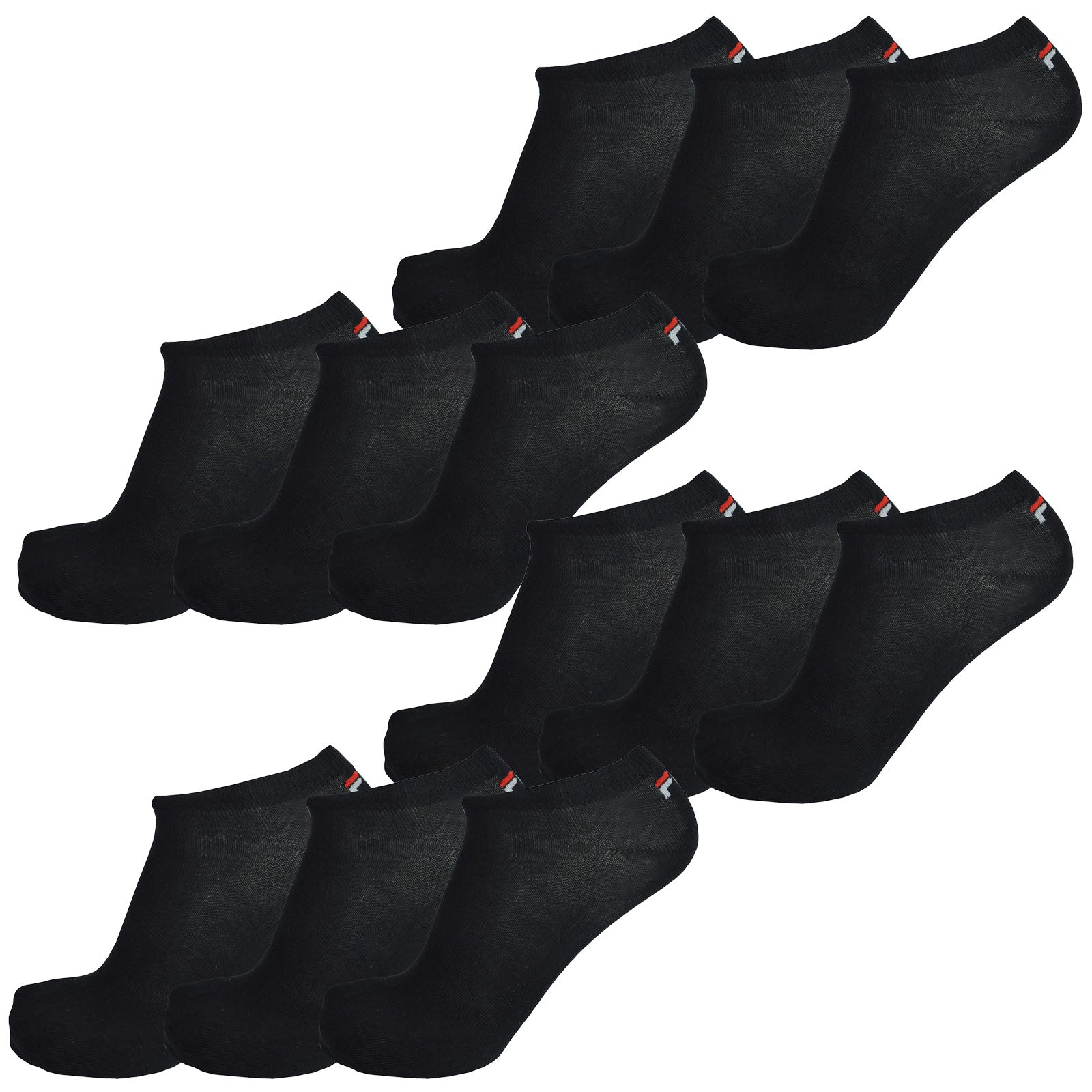 Fila 12 Paar Socken, Invisible Sneakers Unisex, einfarbig, 35-46 (4x 3er Pack)