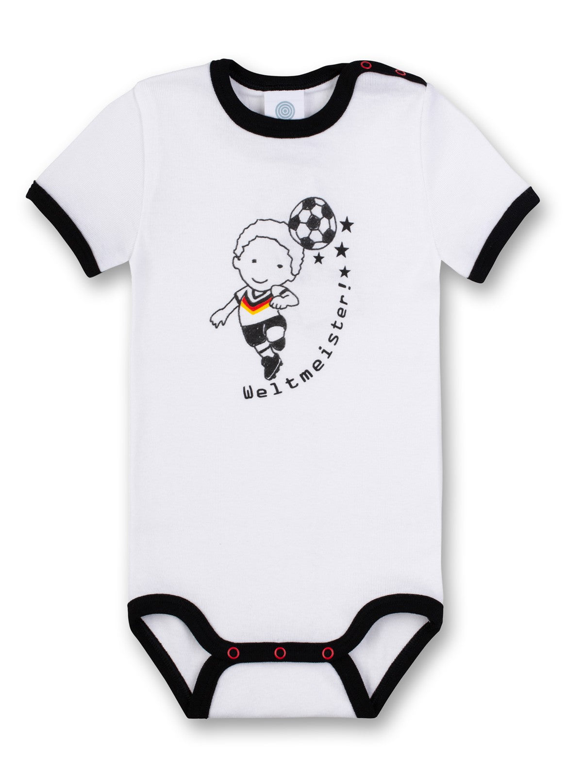 Sanetta Baby Body Short sleeve romper with print ""Weltmeister" - White