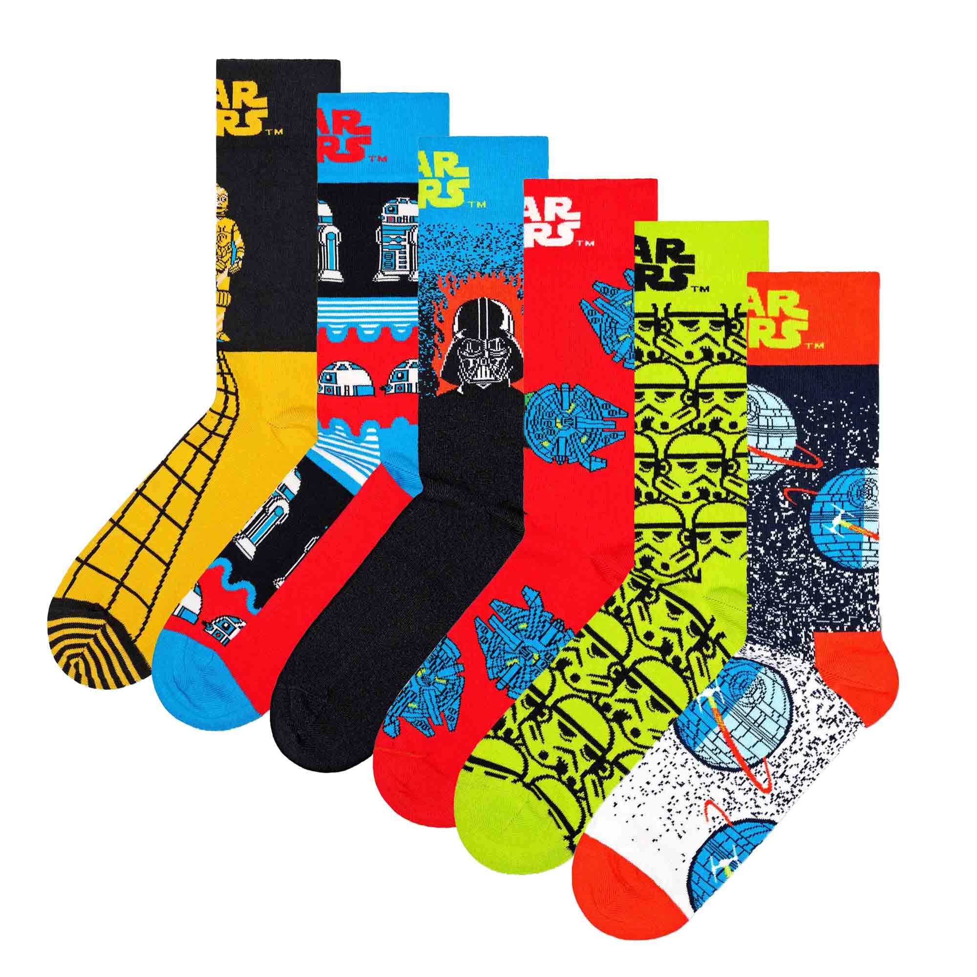 Happy Socks Herren Socken, 6er Pack - STAR WARS, Geschenkbox, Motivsocken