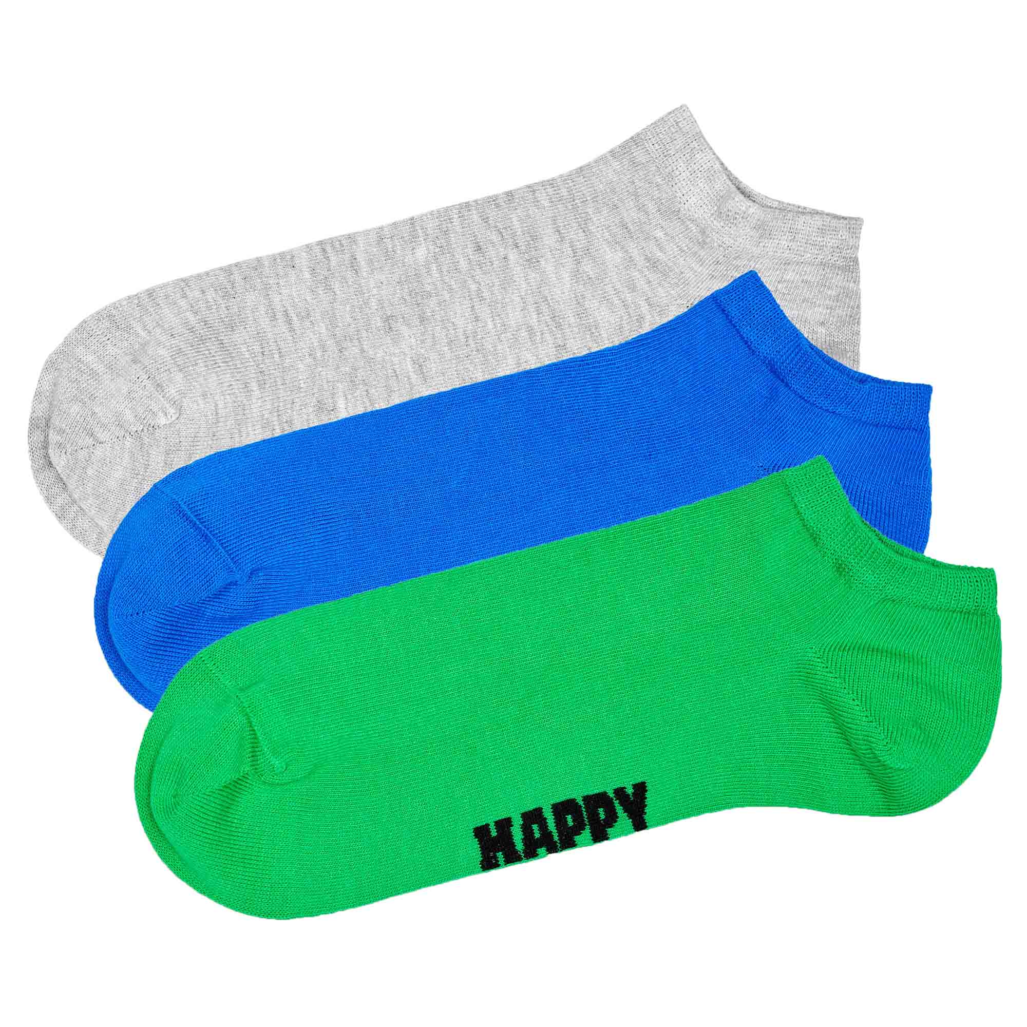 Happy Socks Unisex Sneaker Socks, 3-pack - Solid Socks Low, cotton blend, solid color