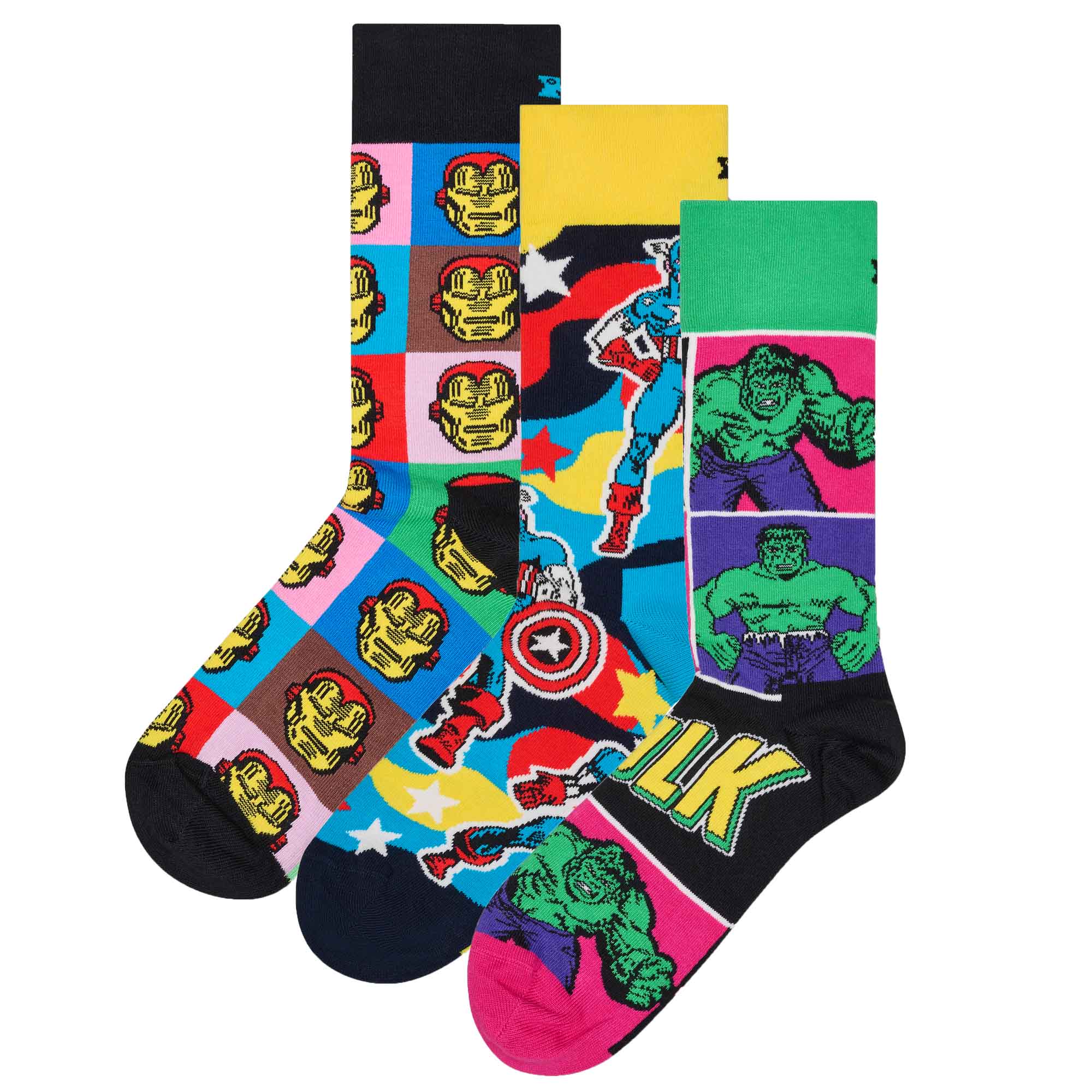 Happy Socks Unisex Socks, 3-pack - Marvel Avengers, motif socks, cotton blend, gift box