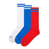 Happy Socks Unisex Socks, 3-Pack - Solid Crew Socks, Cotton, Stripes, Plain Colours, Cotton Blend