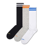 Happy Socks Unisex Socks, 3-Pack - Solid Crew Socks, Cotton, Stripes, Plain Colours, Cotton Blend