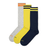 Happy Socks Unisex Socks, 3-Pack - Solid Crew Socks, Cotton, Stripes, Plain Colours, Cotton Blend