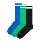 Happy Socks Unisex Socks, 3-Pack - Solid Crew Socks, Cotton, Stripes, Plain Colours, Cotton Blend