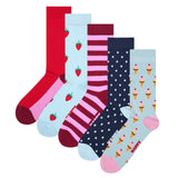 Happy Socks Unisex Socks, 5-Pack - Everyday Crew 5-Pack, Patterned Socks, Cotton Blend