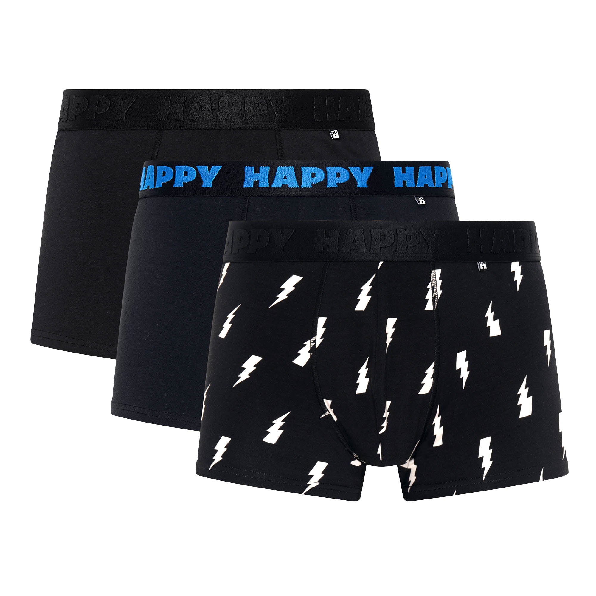 Happy Socks Herren Boxershorts, 3er Pack - Trunks, Cotton Stretch, uni/gemustert