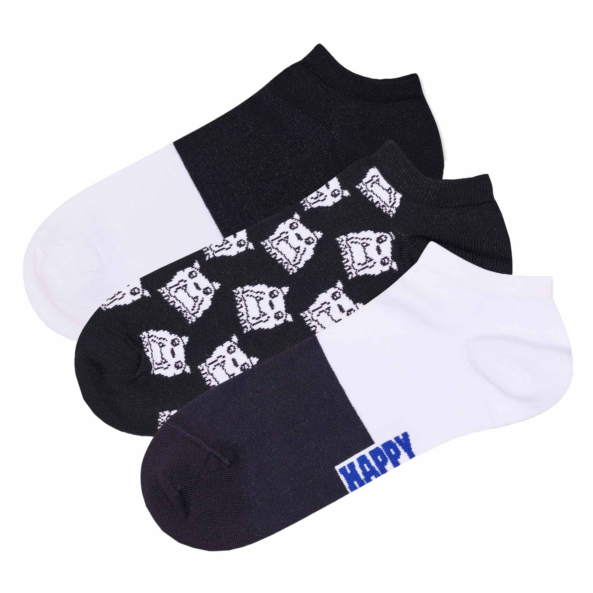 Happy Socks Unisex Sneaker-Socken, 3er Pack - Low Socks, Muster, Farbmix