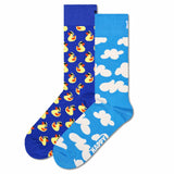 Happy Socks Unisex Socks, 2-pack - Classic Crew, Organic Cotton, Mix of Colours