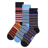 Happy Socks Unisex Socks, Pack of 3 – Graphic Socks, Gift Box, Stripes, Cotton Blend