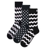 Happy Socks Unisex Socks, 3-Pack - Classic, Pattern, Cotton Blend, Mixed Colors