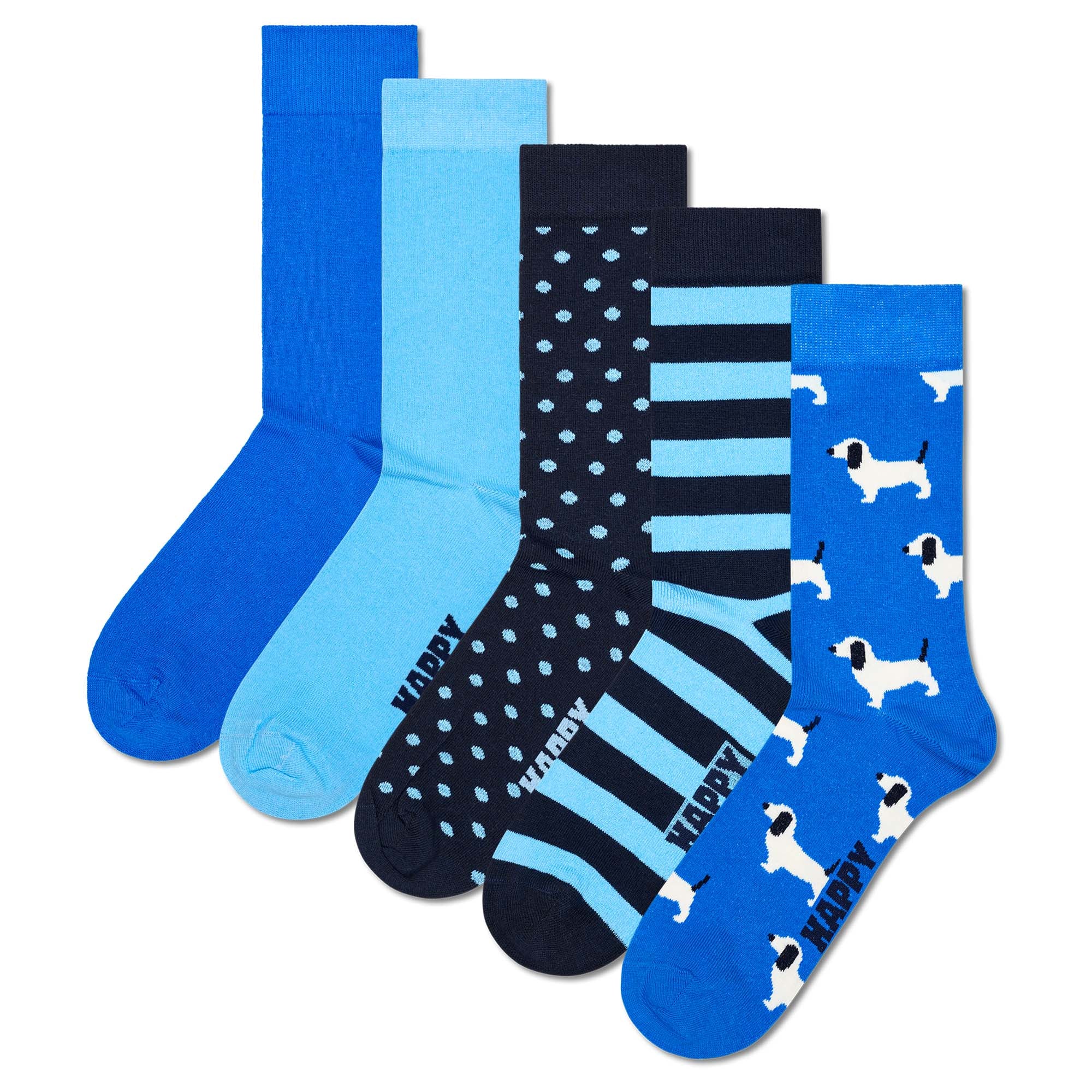 Happy Socks Unisex Socks, 5-Pack - Everyday Crew 5-Pack, Patterned Socks, Cotton Blend
