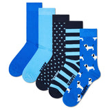 Happy Socks Unisex Socks, 5-Pack - Everyday Crew 5-Pack, Patterned Socks, Cotton Blend