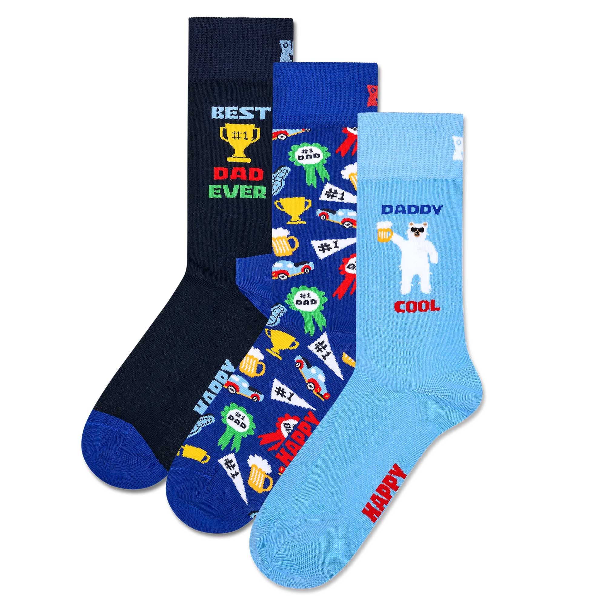 Happy Socks Herren Socken, 3er Pack - Father's Day, Geschenkbox, gemischte Farben
