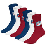 NFL Unisex Socks, 6-pack – NFL Shield Crew Socks, Logo, Cotton Blend