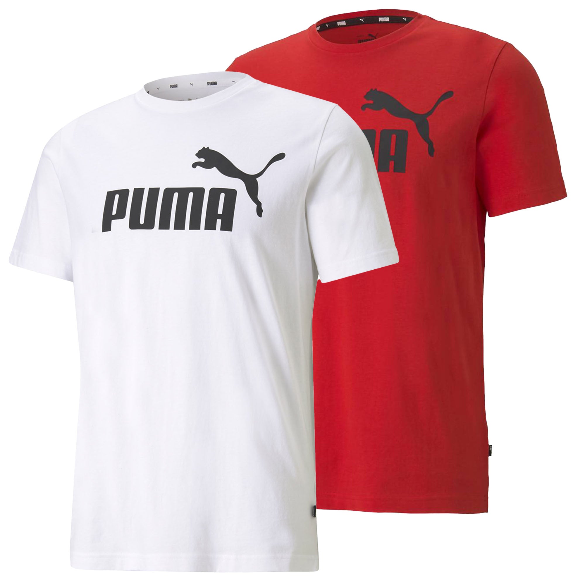 PUMA Herren T-Shirt - ESS Logo Tee, Rundhals, Baumwolle, uni, Multipack