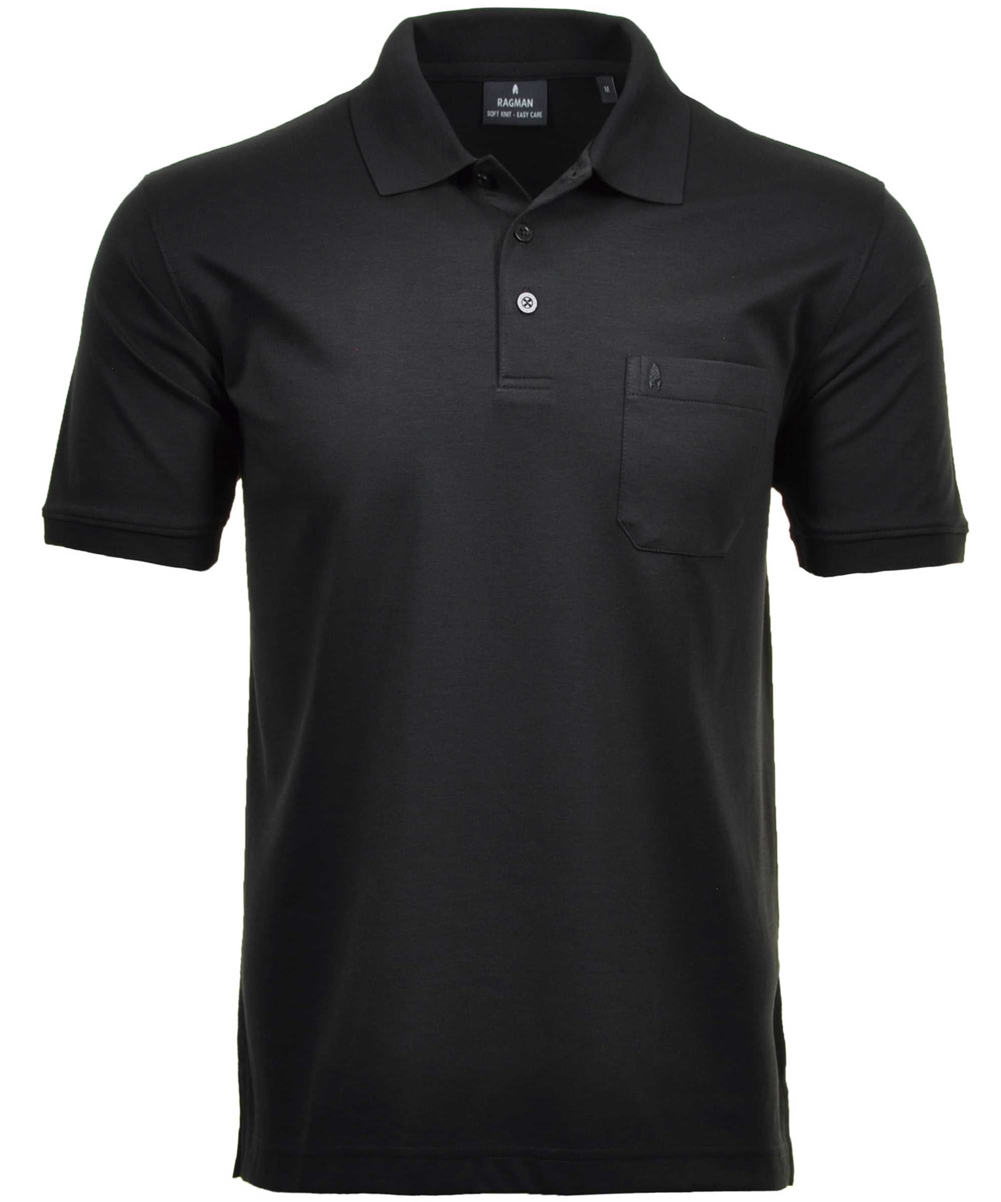 RAGMAN Herren Poloshirt - Oberteil, Softknit-Polo, Baumwollmischung, Brusttasche, Knopfleiste, kurz, einfarbig