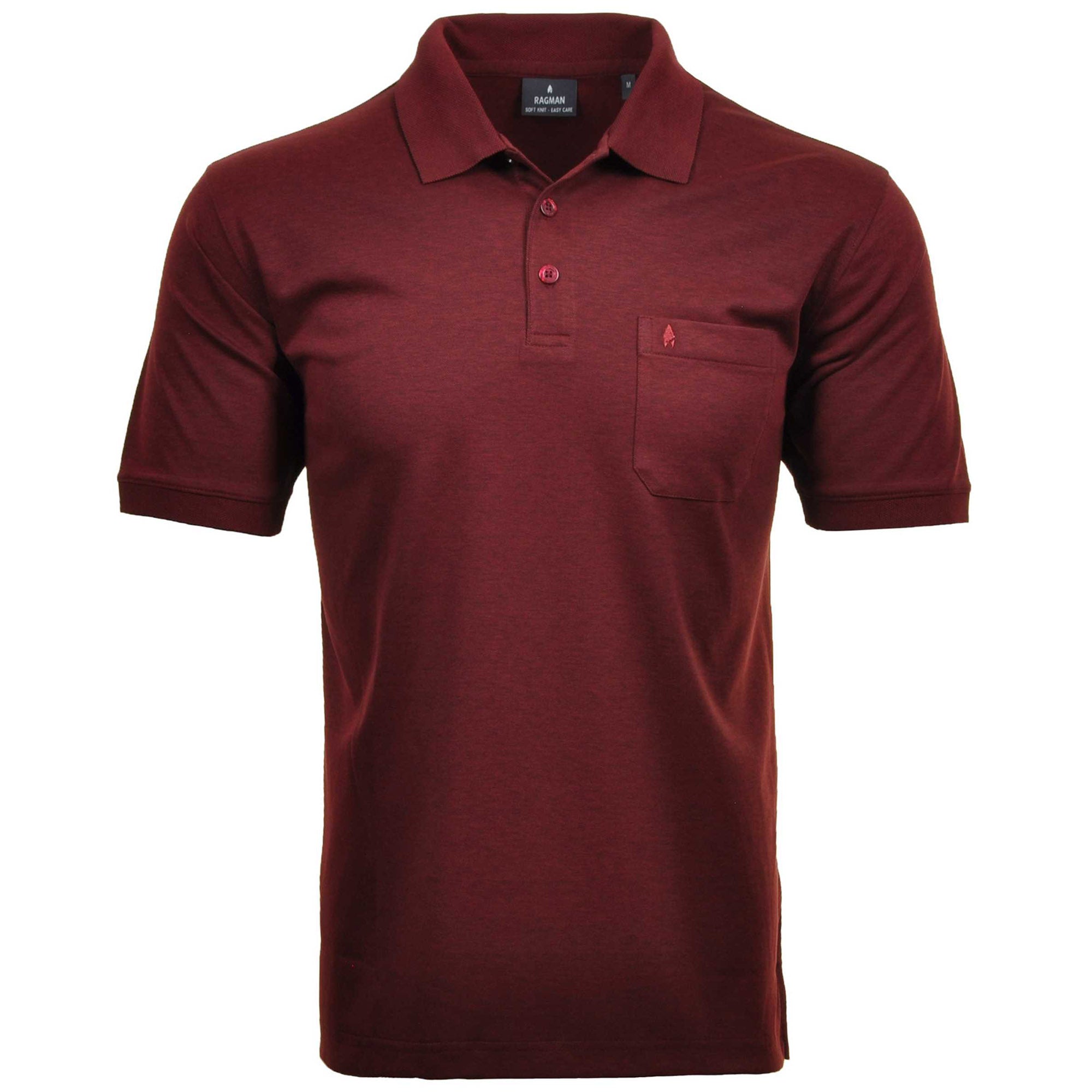 RAGMAN Herren Poloshirt - Oberteil, Softknit-Polo, Baumwollmischung, Brusttasche, Knopfleiste, kurz, einfarbig