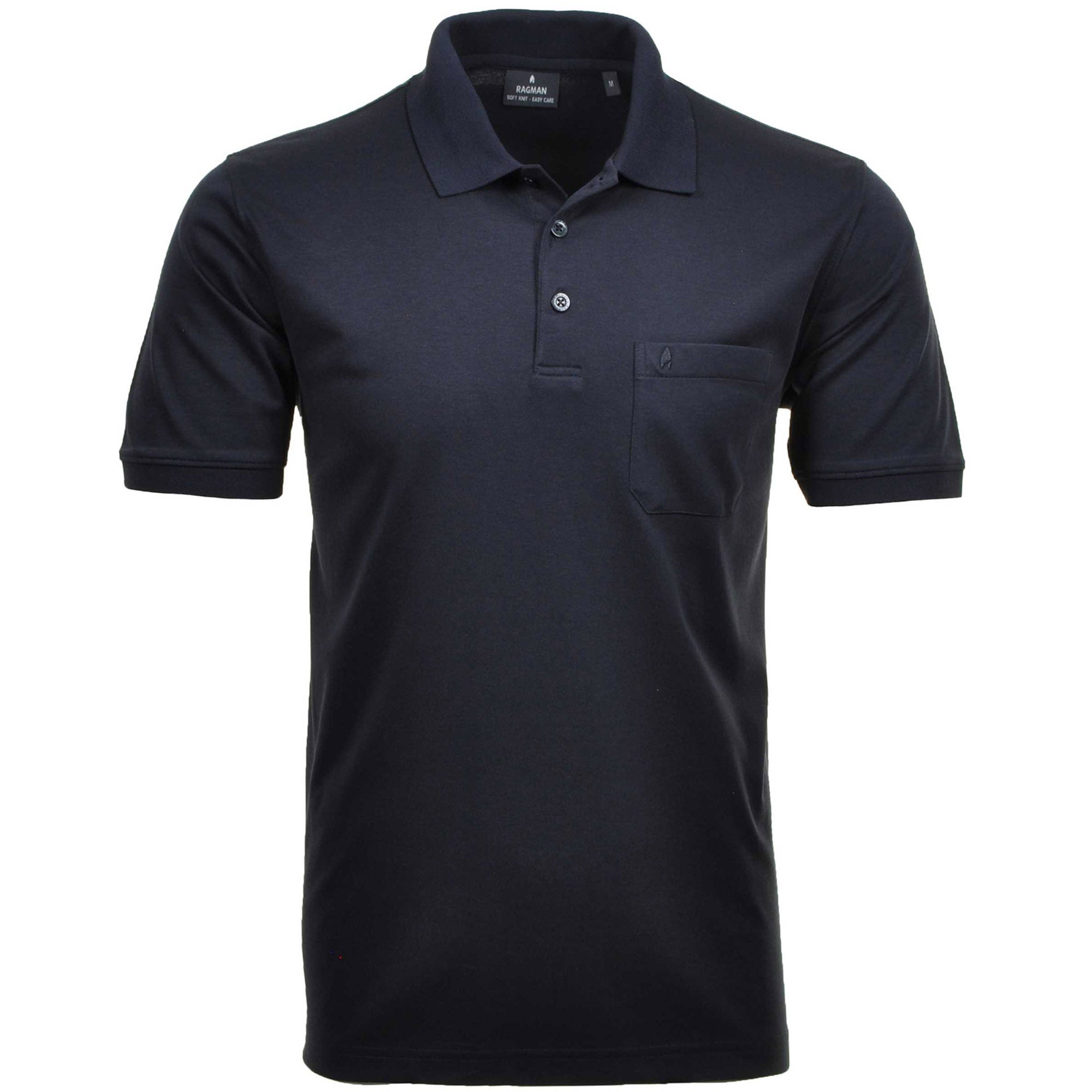 RAGMAN Men's Polo Shirt - Top, Softknit Polo, Cotton Blend, Chest Pocket, Button Placket, short, solid color