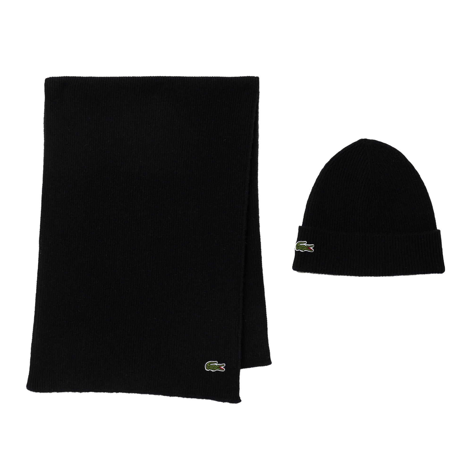 LACOSTE Men Scarf & Cap - Gift set, knitted cap, logo patch, one size