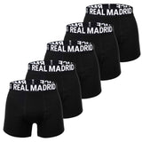 Real Madrid Men’s Boxer Shorts, 5-Pack - Boxer Briefs, Cotton Blend, Logo Waistband, Solid Color