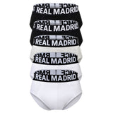 Real Madrid Men's Briefs, 5-Pack - Briefs, Cotton Blend, Logo Waistband, Plain