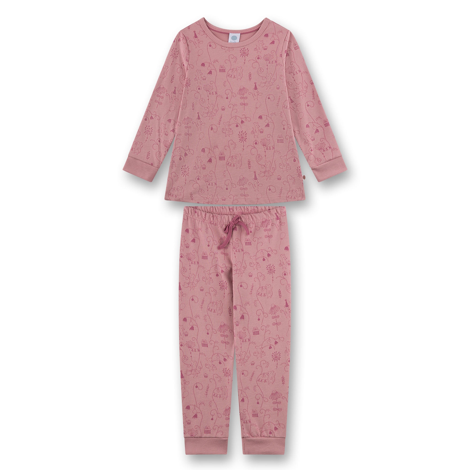 Sanetta Mädchen Schlafanzug, lang - Kids, Maus-Allover, Velour