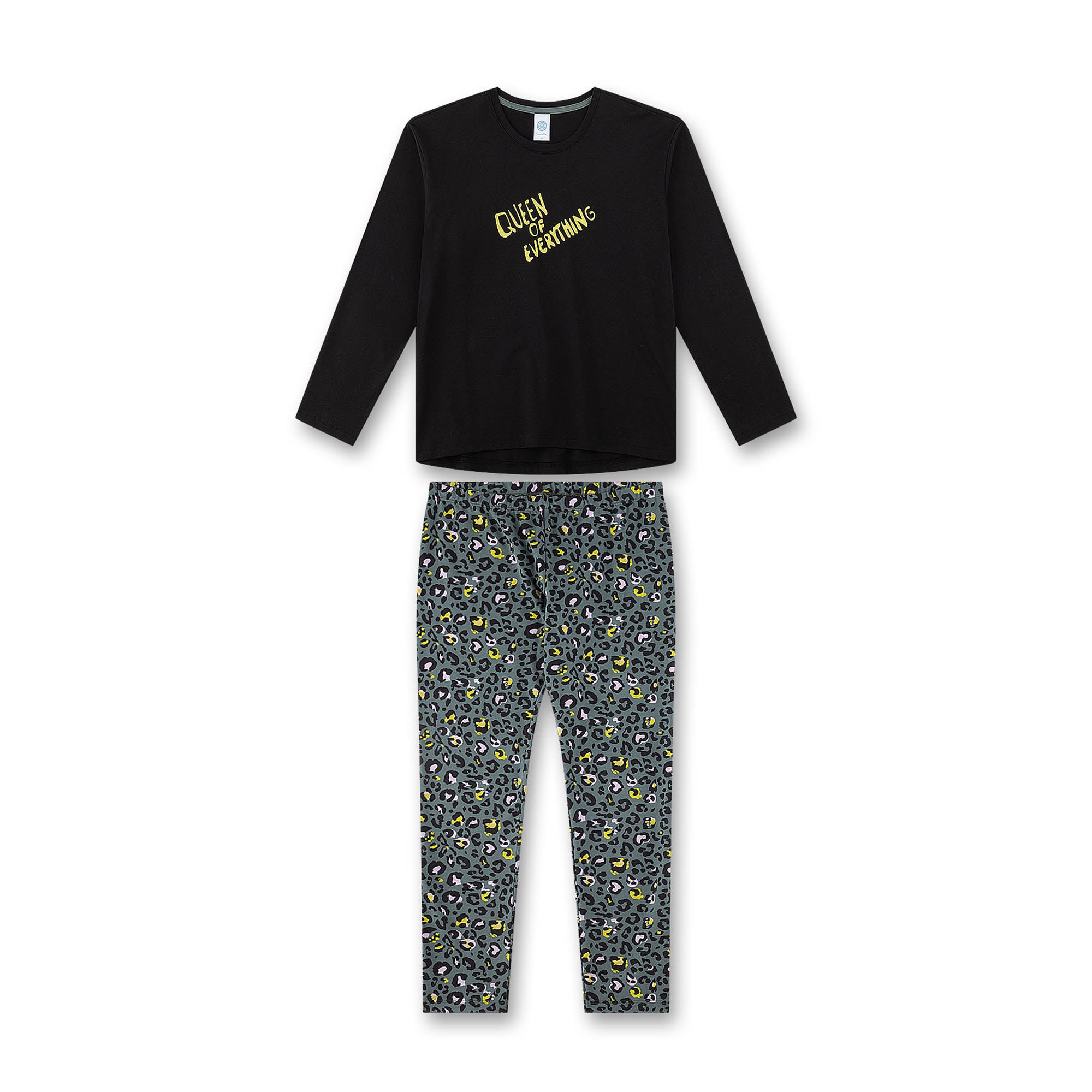 Sanetta Girls Pyjamas, Long - Teens, Queen of Everything, Leopard Print, Single Jersey, Cotton