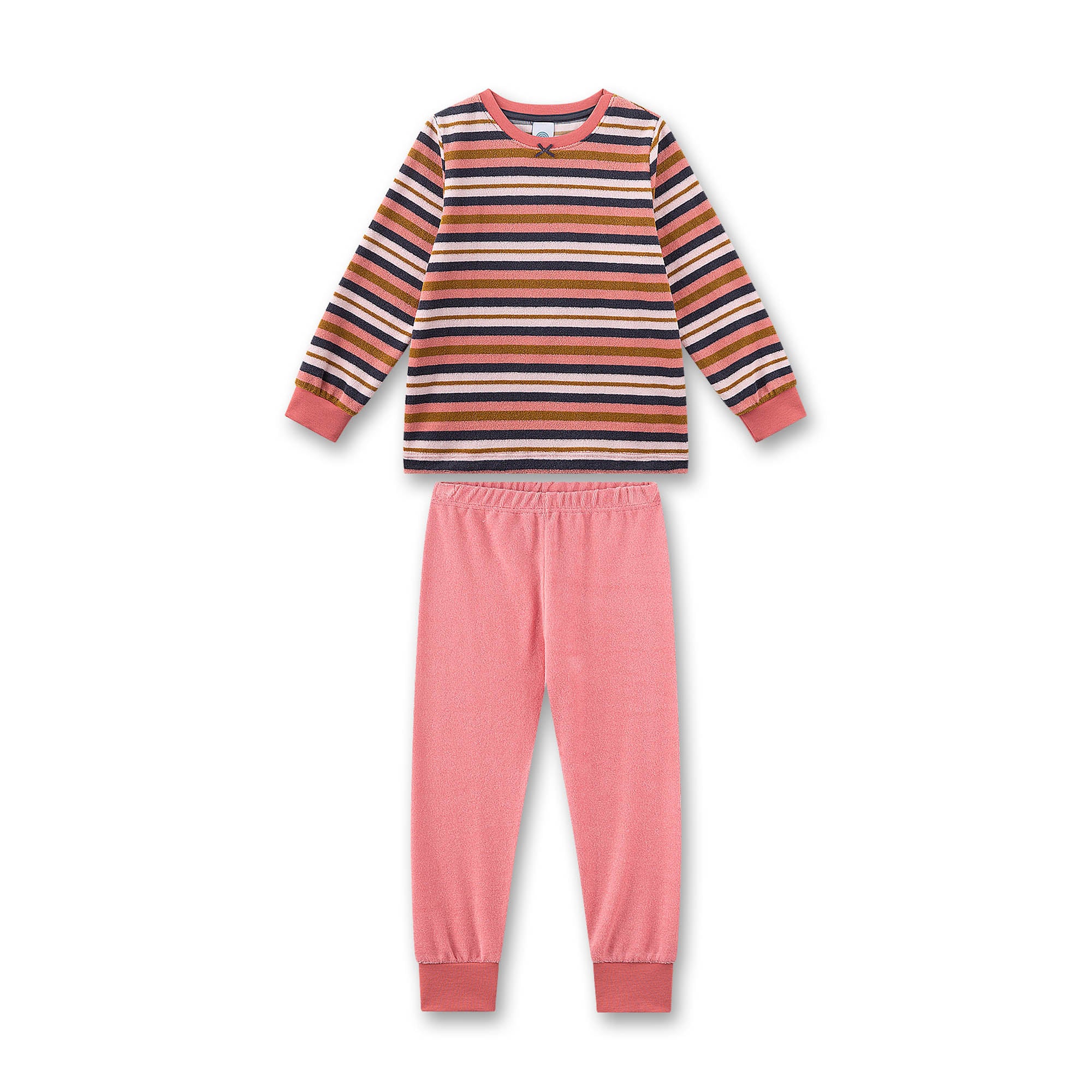 Sanetta Mädchen Schlafanzug, lang - Kids, Streifen, Frottee