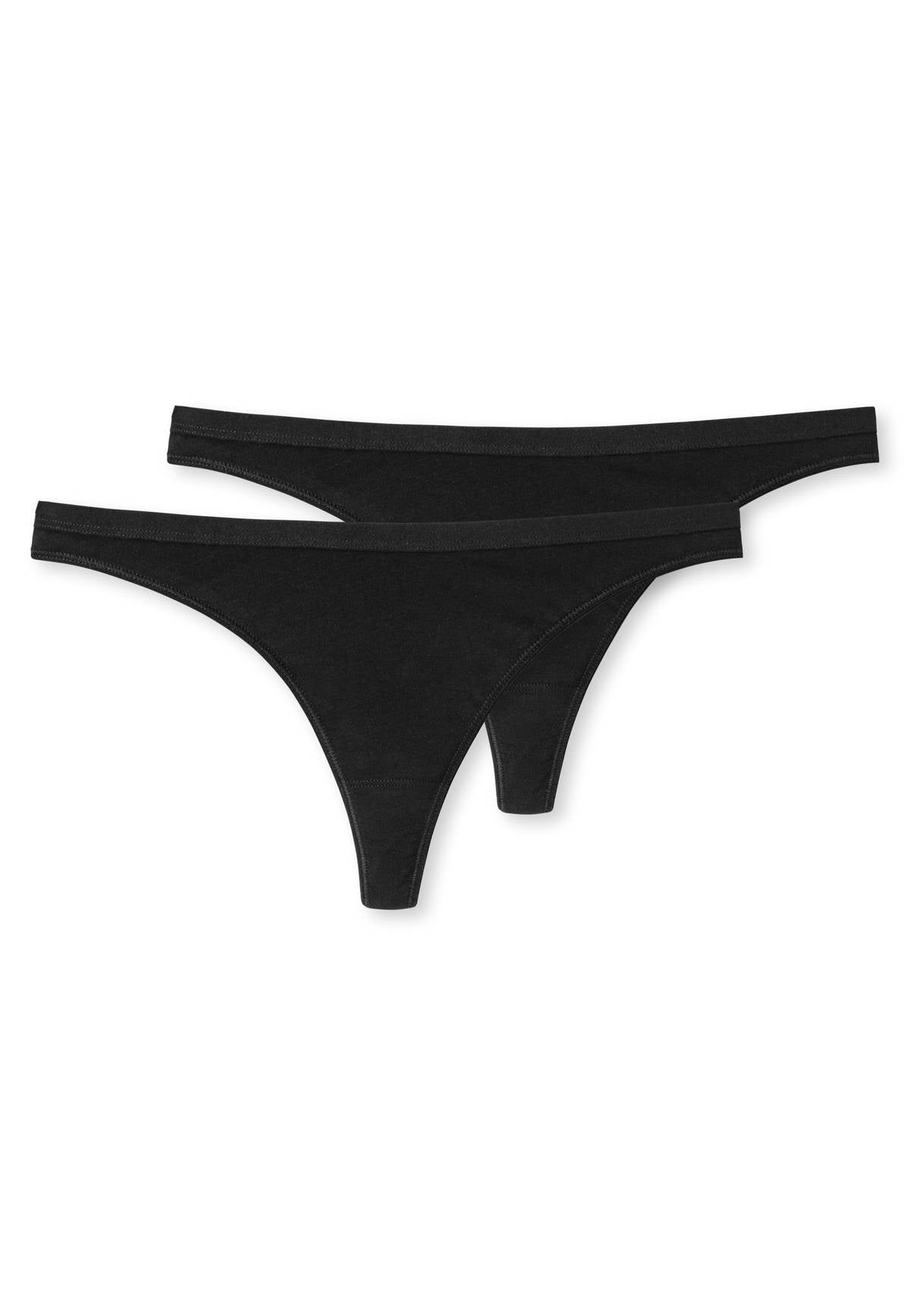 SCHIESSER Damen String 2er Pack - Tanga, Cotton Stretch, Serie 95/5, uni