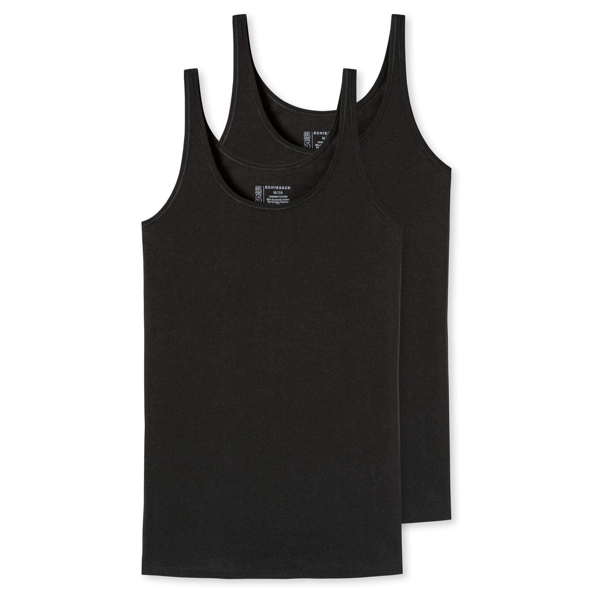 SCHIESSER Damen Trägertop, 2er Pack - Single Jersey, Serie 95/5, uni