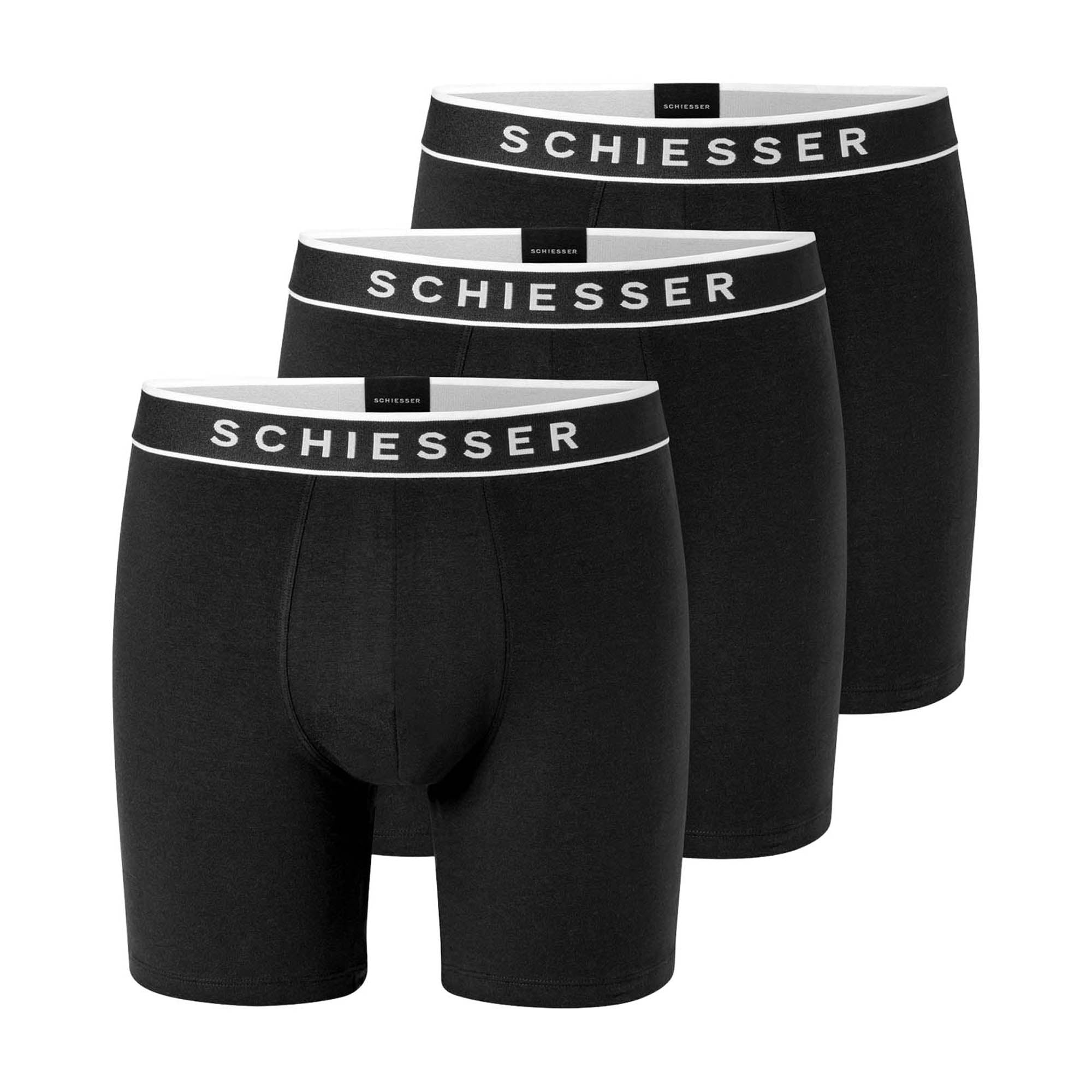SCHIESSER Herren Boxershorts, 3er Pack - Long Shorts, Logobund, Baumwoll-Stretch