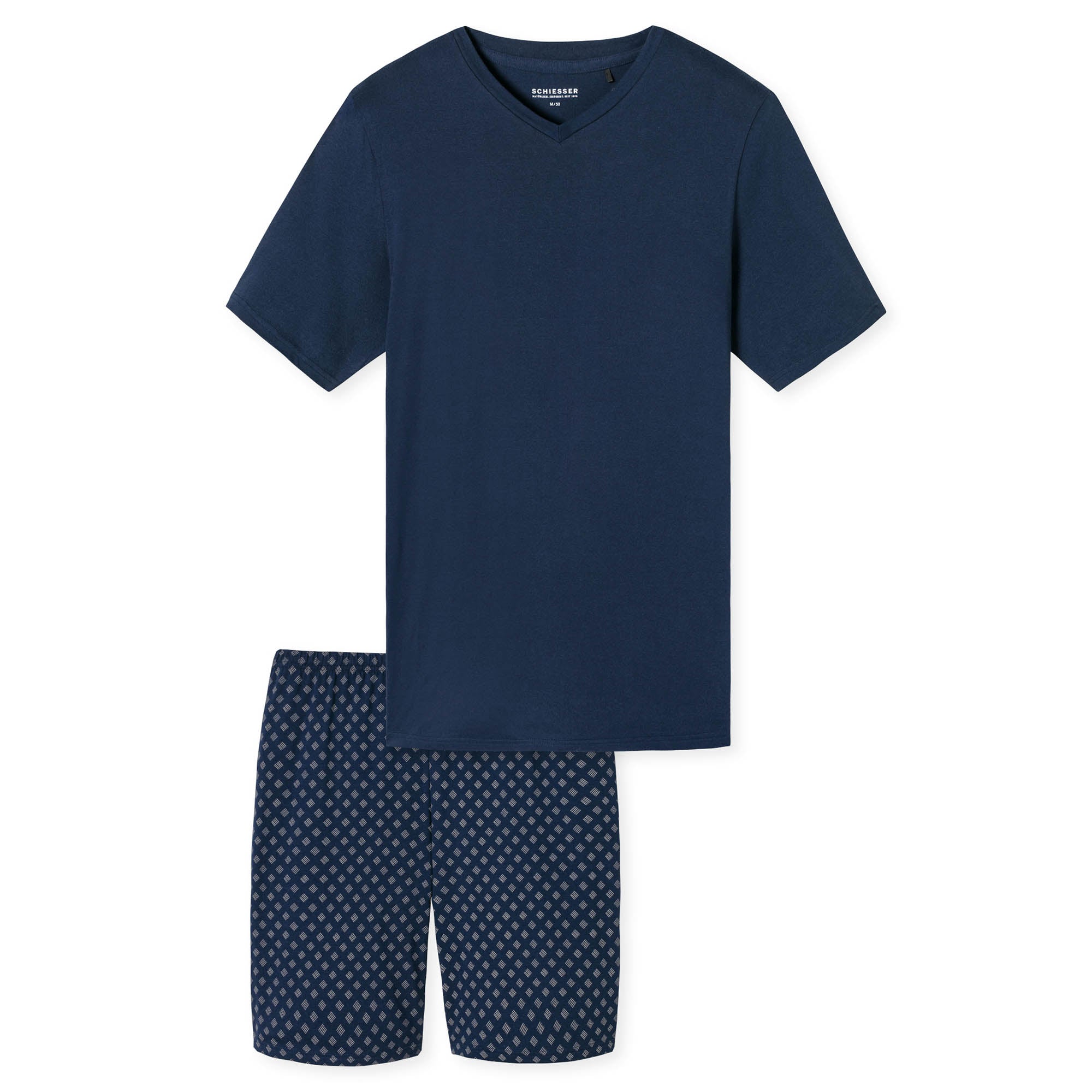 SCHIESSER men's pyjamas, short - Casual Essentials, V-neck, cotton