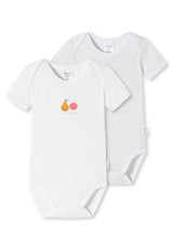 SCHIESSER baby bodysuit, 2-pack - short-sleeved, romper suit, print/ringlet, double pack