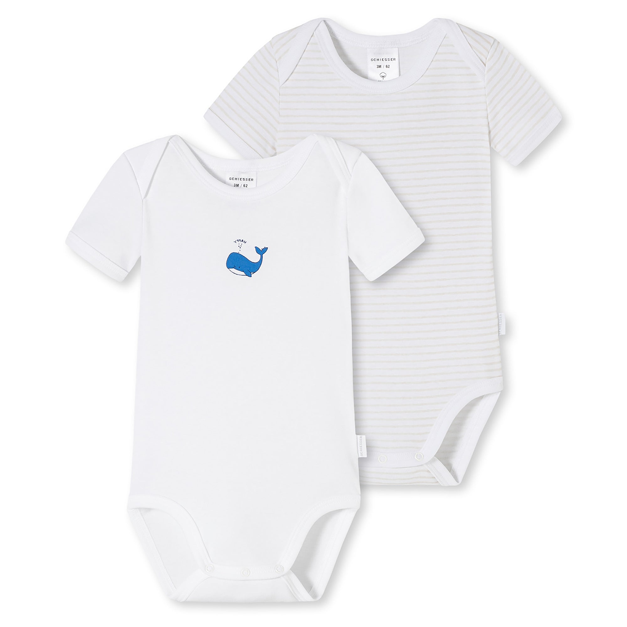 SCHIESSER baby bodysuit, 2-pack - short-sleeved, romper suit, print/ringlet, double pack