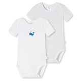 SCHIESSER baby bodysuit, 2-pack - short-sleeved, romper suit, print/ringlet, double pack