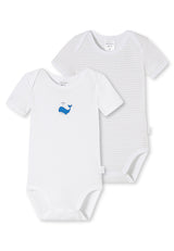 SCHIESSER baby bodysuit, 2-pack - short-sleeved, romper suit, print/ringlet, double pack
